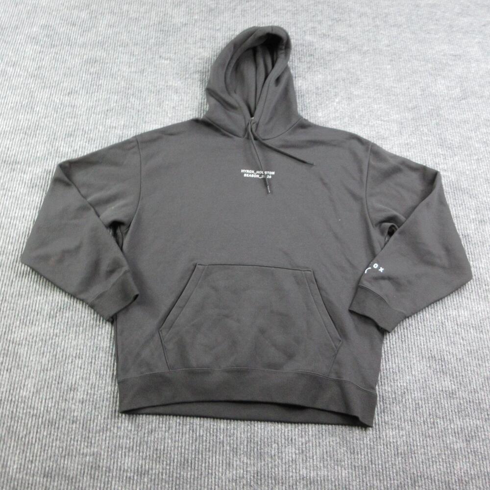 PUMA Hoodie Mens L Black HYROX Houston Graphic Pullover Hooded Fleece Drawstring